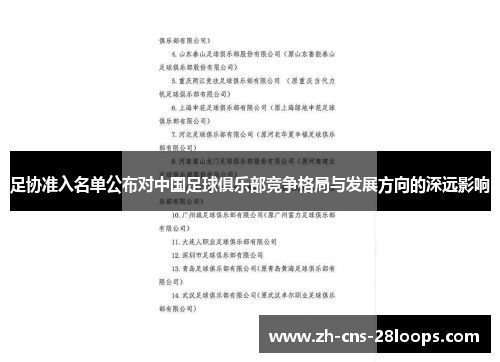 足协准入名单公布对中国足球俱乐部竞争格局与发展方向的深远影响 足协准入名单公布对中国足球俱乐部竞争格局与发展方向的深远影响